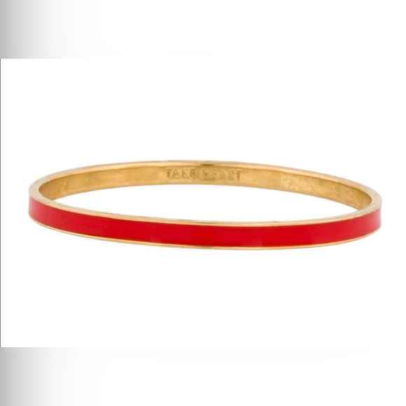 Kate Spade New York Gold Tone & Red Enamel Bangle Bracelet w/Dust Bag 3087 - Picture 5 of 6